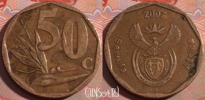 ЮАР 50 центов 2007 года, KM# 343, 112b-041