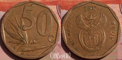 ЮАР 50 центов 2007 года, KM# 343, 116b-108