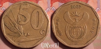 ЮАР 50 центов 2007 года, KM# 343, 219k-137