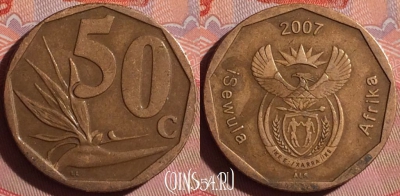 ЮАР 50 центов 2007 года, KM# 343, 252f-082