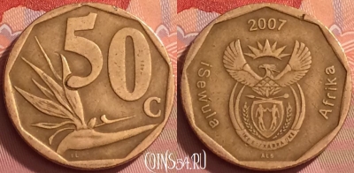 ЮАР 50 центов 2007 года, KM# 343, 277l-054