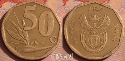 ЮАР 50 центов 2007 года, KM# 343, 363k-018