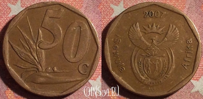 ЮАР 50 центов 2007 года, KM# 343, 369-144