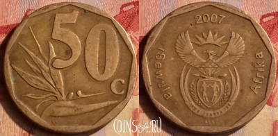 ЮАР 50 центов 2007 года, KM# 343, 403-053