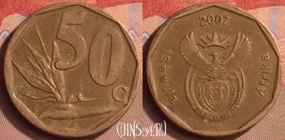 ЮАР 50 центов 2007 года, KM# 343, 412-009
