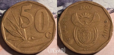 ЮАР 50 центов 2007 года, KM# 343, a070-001