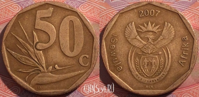 ЮАР 50 центов 2007 года, KM# 343, a136-144