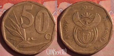 ЮАР 50 центов 2008 года, KM# 443, 058i-072