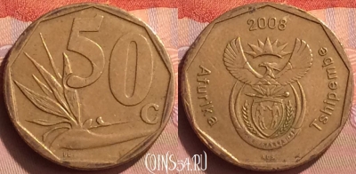 ЮАР 50 центов 2008 года, KM# 443, 084o-004