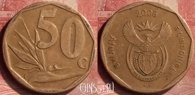 ЮАР 50 центов 2008 года, KM# 443, 107m-117