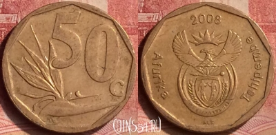 ЮАР 50 центов 2008 года, KM# 443, 115m-092