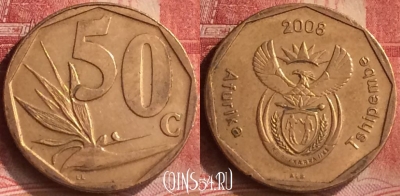ЮАР 50 центов 2008 года, KM# 443, 190m-134
