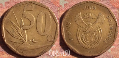 ЮАР 50 центов 2008 года, KM# 443, 201i-021