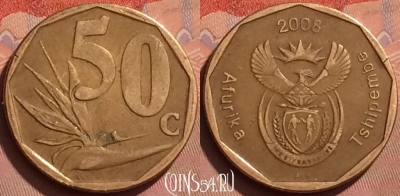 ЮАР 50 центов 2008 года, KM# 443, 227l-043