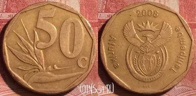 ЮАР 50 центов 2008 года, KM# 443, 247l-131