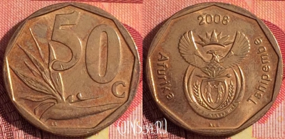 ЮАР 50 центов 2008 года, KM# 443, 251i-123