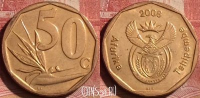 ЮАР 50 центов 2008 года, KM# 443, 256l-088