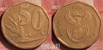 ЮАР 50 центов 2008 года, KM# 443, 258l-108