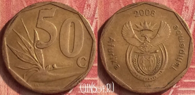 ЮАР 50 центов 2008 года, KM# 443, 345n-095