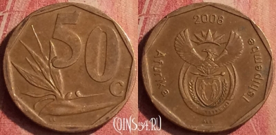 ЮАР 50 центов 2008 года, KM# 443, 386n-046