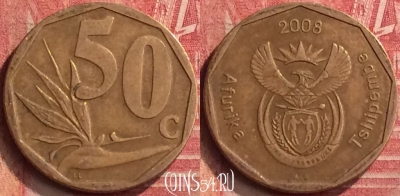 ЮАР 50 центов 2008 года, KM# 443, 397-123