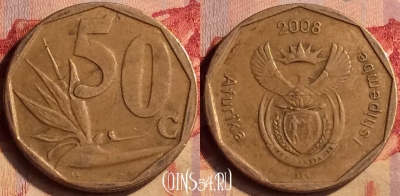 ЮАР 50 центов 2008 года, KM# 443, 404-089