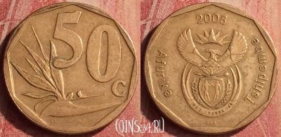 ЮАР 50 центов 2008 года, KM# 443, 405n-087