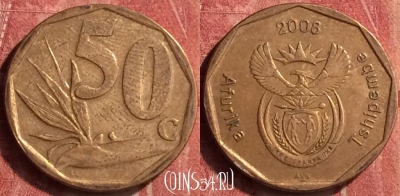 ЮАР 50 центов 2008 года, KM# 443, 408-018