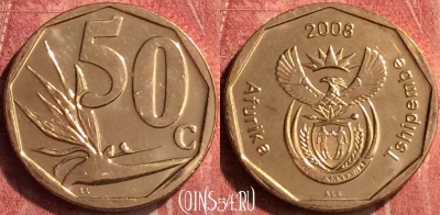 ЮАР 50 центов 2008 года, KM# 443, 408-070
