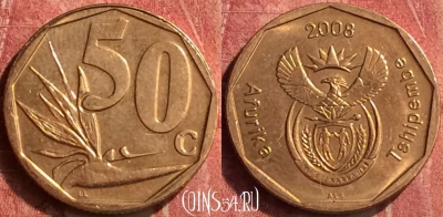 ЮАР 50 центов 2008 года, KM# 443, 408-133