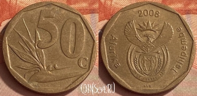 ЮАР 50 центов 2008 года, KM# 443, 411o-042