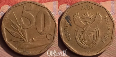 ЮАР 50 центов 2008 года, KM# 443, 412-101