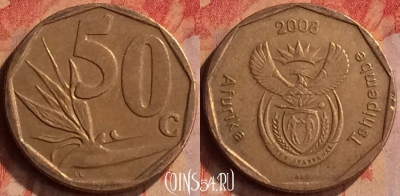 ЮАР 50 центов 2008 года, KM# 443, 414-065