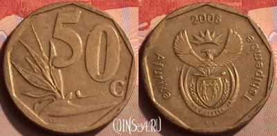 ЮАР 50 центов 2008 года, KM# 443, 423-048