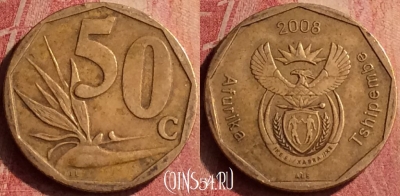 ЮАР 50 центов 2008 года, KM# 443, 424n-115