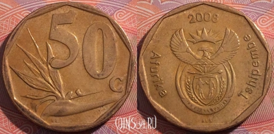 ЮАР 50 центов 2008 года, KM# 443, a136-142