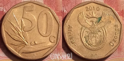 ЮАР 50 центов 2010 года, KM# 496, 157l-015