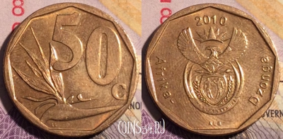 ЮАР 50 центов 2010 года, KM# 496, 191a-071