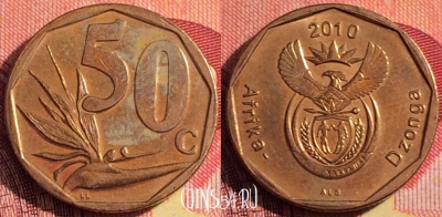 ЮАР 50 центов 2010 года, KM# 496, 254i-061