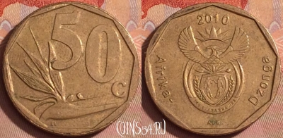 ЮАР 50 центов 2010 года, KM# 496, 360k-049