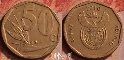 ЮАР 50 центов 2010 года, KM# 496, 414-102