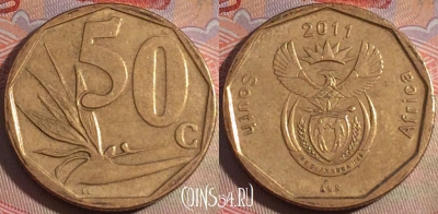 ЮАР 50 центов 2011 года, редкая, KM# 503, 151b-045