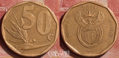 ЮАР 50 центов 2011 года, редкая, KM# 503, 171l-135