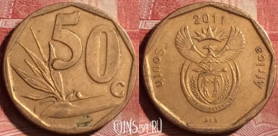 ЮАР 50 центов 2011 года, редкая, KM# 503, 257l-010