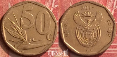 ЮАР 50 центов 2011 года, редкая, KM# 503, 397-016