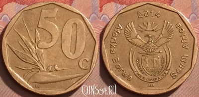 ЮАР 50 центов 2014 года, редкая, 128l-062
