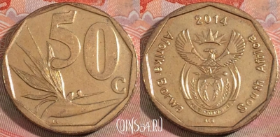 ЮАР 50 центов 2014 года, редкая, 129b-013