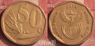 ЮАР 50 центов 2014 года, редкая, 188m-112
