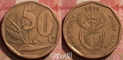 ЮАР 50 центов 2014 года, редкая, 287k-067