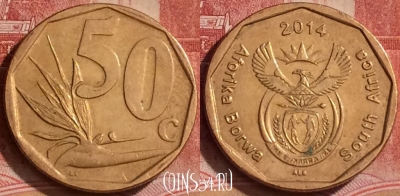 ЮАР 50 центов 2014 года, редкая, 390-127